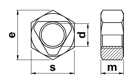 technical drawing of All Metal Lock Nut (Inloc) Sim. ISO 7042 / DIN 980