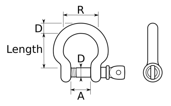 technical drawing of Bow Shackle