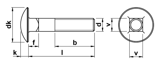 technical drawing of Carriage Bolts DIN 603