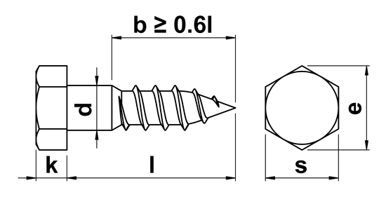 technical drawing of Coach Screws DIN 571