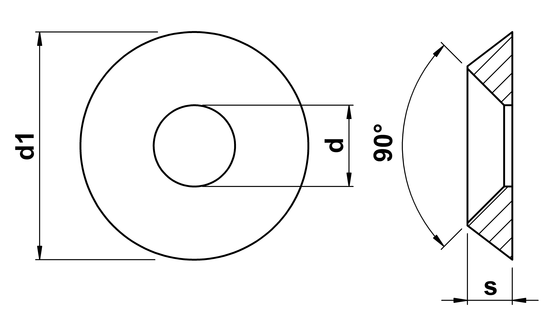 technical drawing of Countersunk Washers
