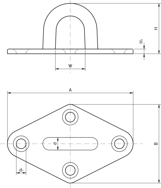 technical drawing of Diamond Pad Eye Plate