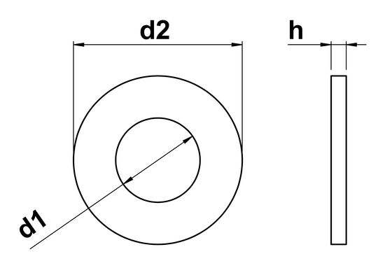 technical drawing of Flat Washers Commercial Series