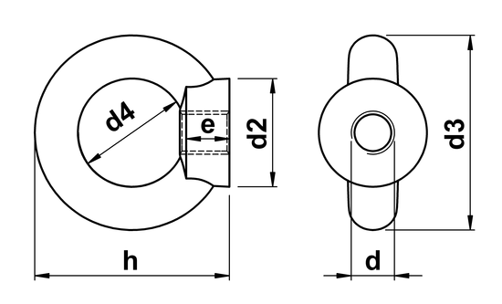 technical drawing of Lifting Eye Nuts (similar to DIN 582)