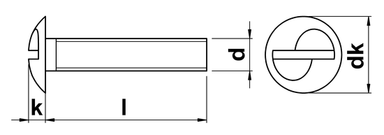 technical drawing of One Way Security Screws