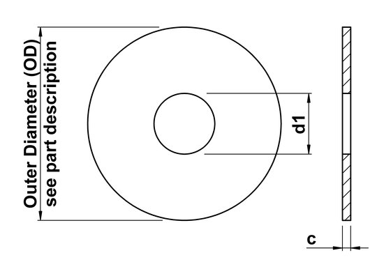 technical drawing of Penny Washers