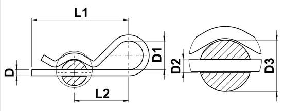 technical drawing of R-Clips (Euro Pattern)