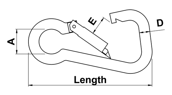 technical drawing of Spring Hook Asymmetric Shape
