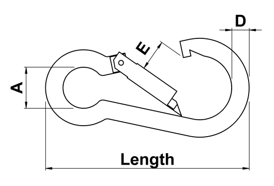 technical drawing of Spring Hook Symmetrical Shape