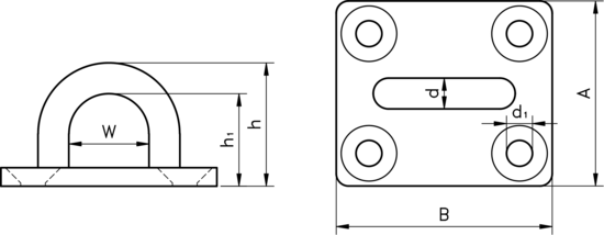 technical drawing of Square Pad Eye Plate