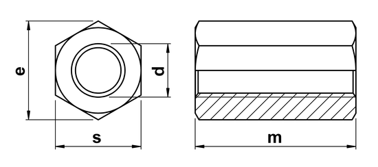 technical drawing of Studding Connector Nuts
