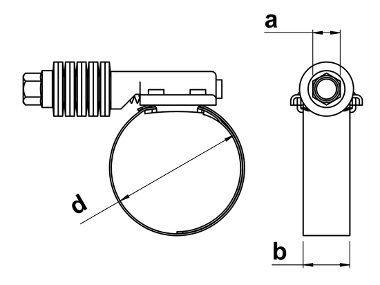 technical drawing of T45 Constant Tension Hose Clamps