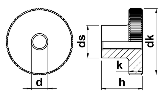 technical drawing of Thumb Nuts High Type DIN 466