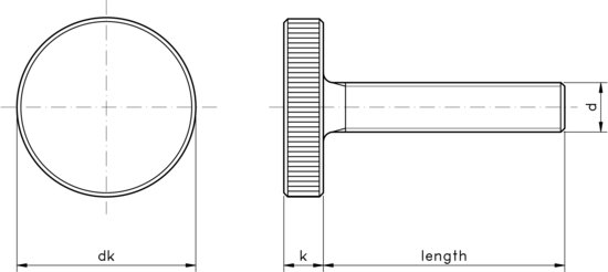 technical drawing of Thumb Screw Low Type DIN 653