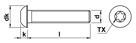 technical drawing of Torx Button Screws