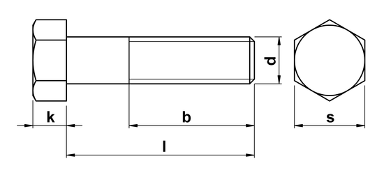 technical drawing of UNC Hex Head Bolts ASME B18. 2.1