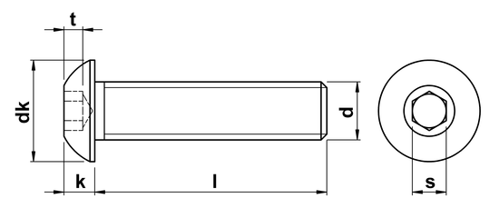 technical drawing of UNC Socket Head Button Screws ASME B18. 3-2003