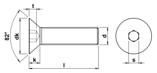 technical drawing of UNC Socket Head Countersunk Screws ASME B18.3-2012