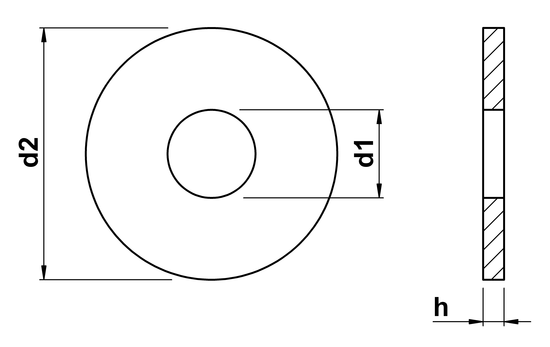 technical drawing of Washers ISO 7093 part 1 (DIN 9021)