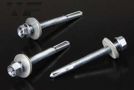 Hex Head Tek Screws for Heavy Steel Section 4.0mm to 12.5mm with Bonded EPDM Washer in Bright Zinc Plated (BZP) Steel image