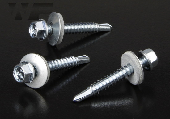 Hex Head Tek Screws for Light Steel Section 1.2mm to 3.5mm with Bonded EPDM Washer in Bright Zinc Plated (BZP) Steel image