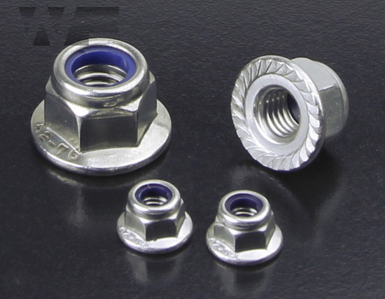 Hex Serrated Flange Nuts with Nylon Insert in A2 image