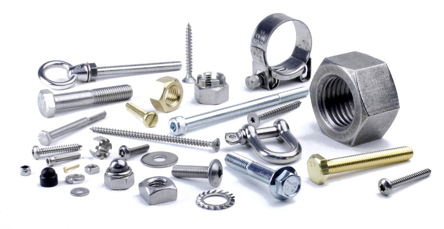 Image of nuts, nolts, screws washers and hose clips in brass, high tensile steel, stainless steel and nylon
