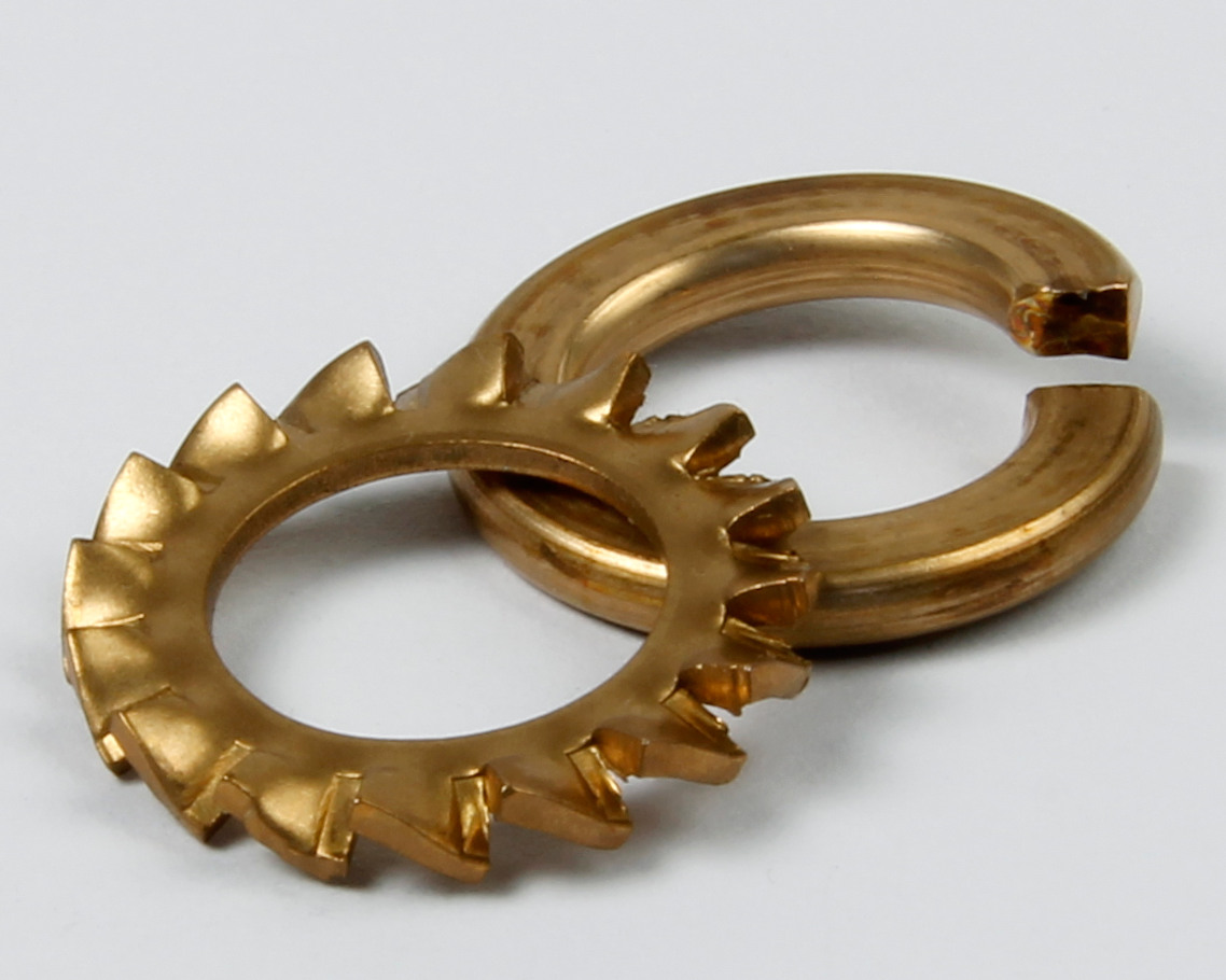 Bronze spring washer and shakeproof washer