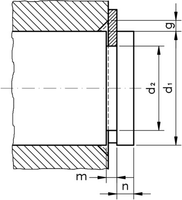technical drawing of a Retaining Washer aka E-Clip, to DIN 6799