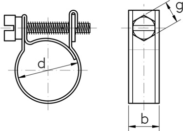 technical drawing of mini hose clips