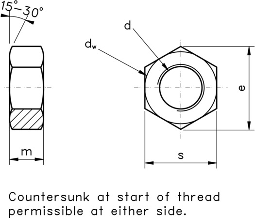 technical drawing of Coach Bolts (Cup Head Square Neck Bolts) with Nuts DIN 603 & DIN 555