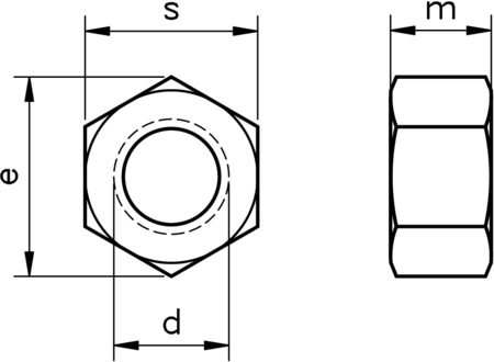 technical drawing of UNC Full Hex Nut, to ASME B18.2.2