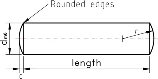 technical drawing of Dowel Pin - DIN 7