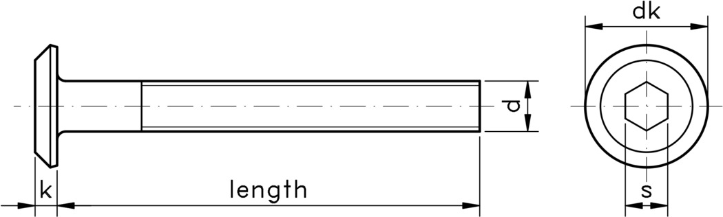 technical drawing of metric connector bolts
