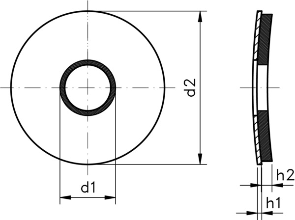 technical drawing of Bonded EPDM Washer