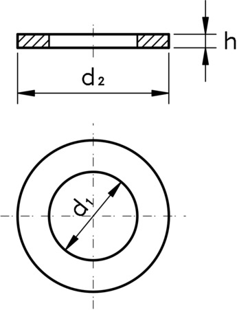 technical drawing of Washer for Cheese Head Screws, to DIN 433