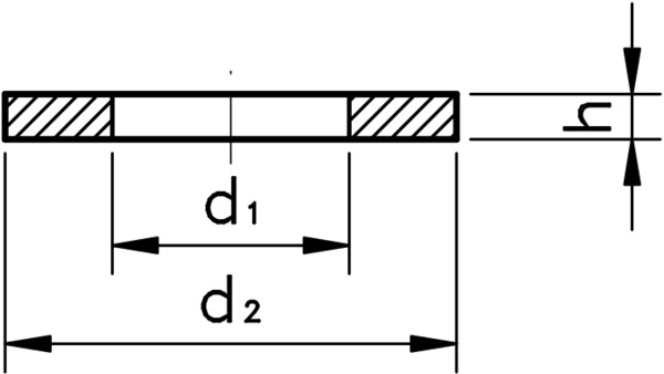 technical drawing of Plain Washers - Normal Series - ISO 7089