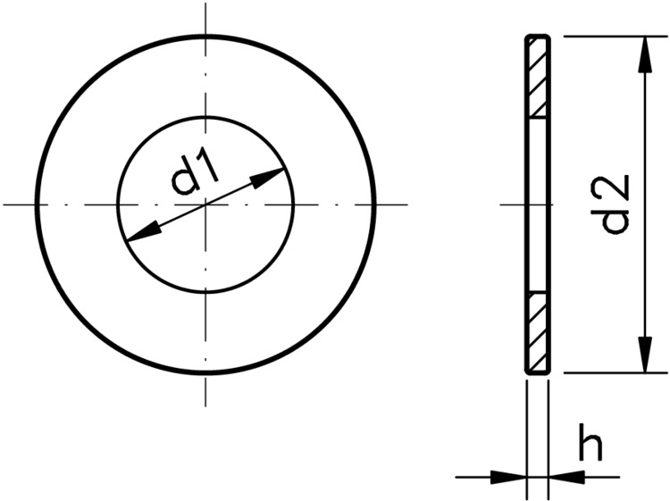 technical drawing of a table 3 flat light washer