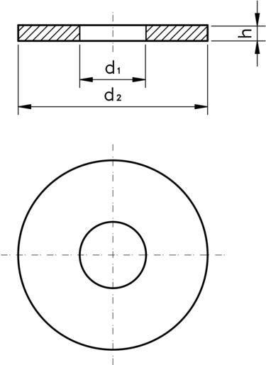 technical drawing of Washers - DIN 9021 part 1