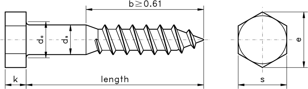 technical drawing of Coach Screws - DIN 571
