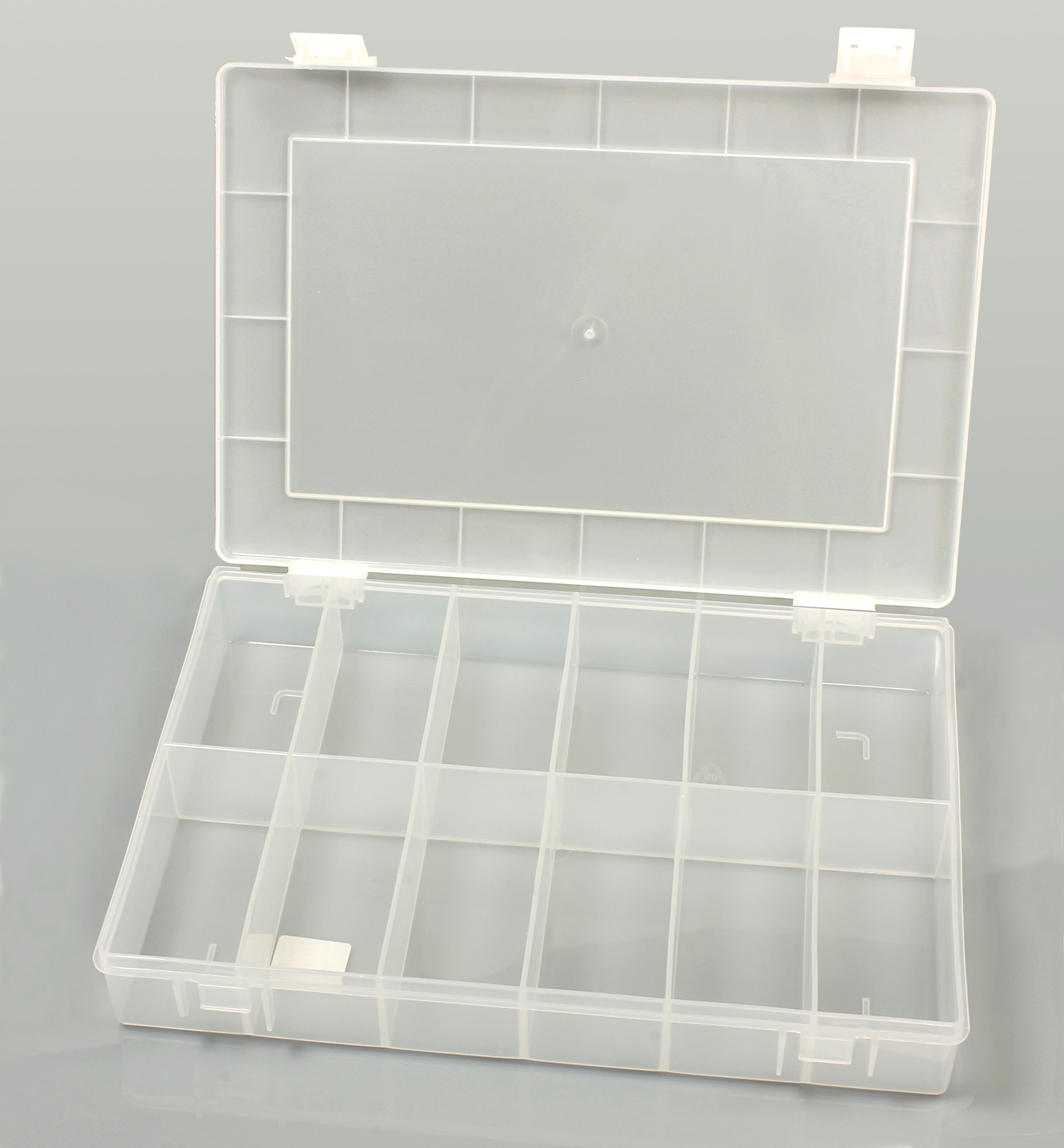 Clear Storage Case 335mm with Transparent Lid and 12 Compartments