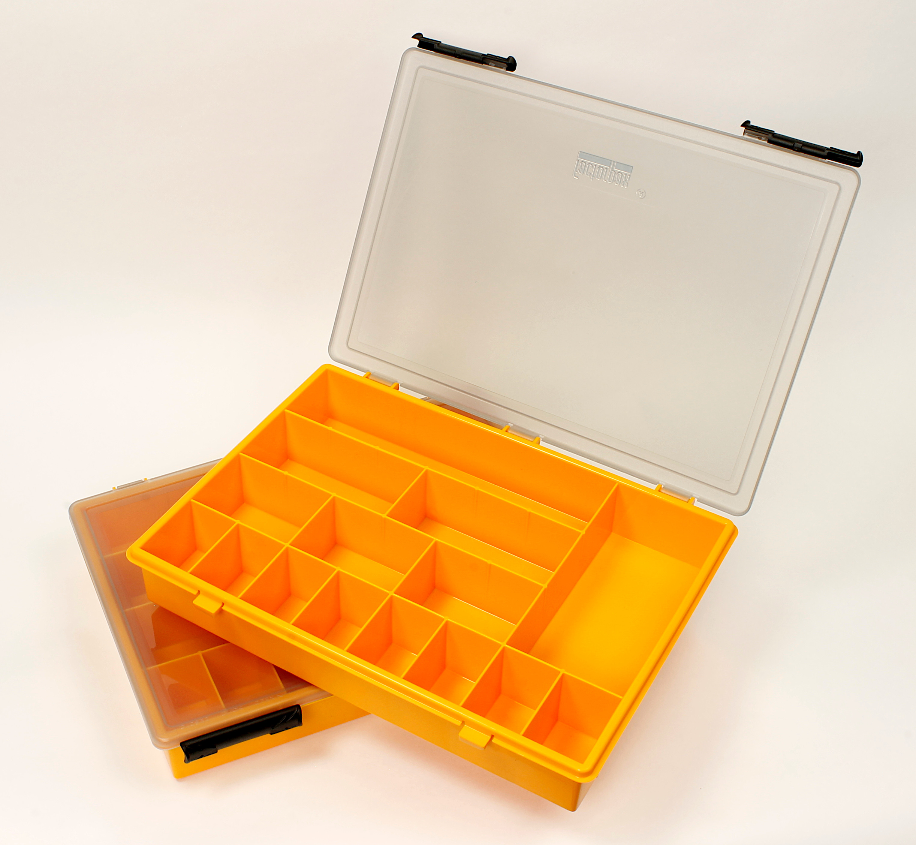 Yellow Storage Case 340mm with Transparent Lid and 15 Compartments