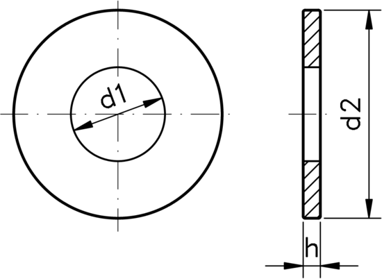 technical drawing of British Standard 3410 Table 4 Imperial Flat Washers, Heavy Pattern
