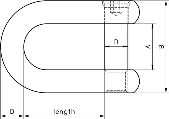 technical drawing of D Shackle with Hex Socket Drive