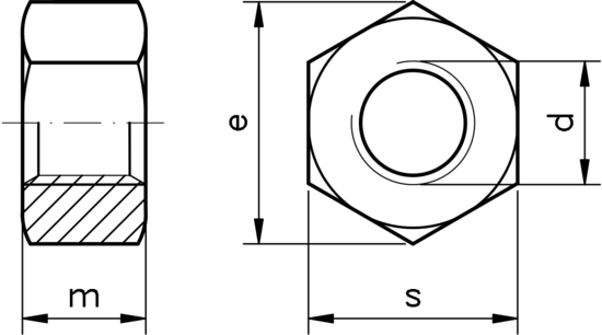 technical drawing of Heavy Hex Nut UNI 5587