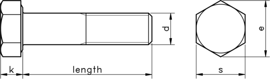 technical drawing of Hex Bolts ISO 4014