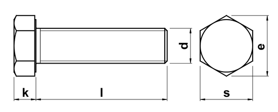 technical drawing of Hex Head Setscrews With Metric Fine Pitch Thread DIN 961