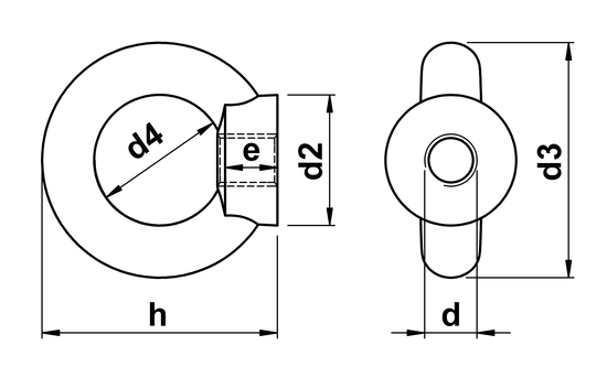 technical drawing of Lift Eye Nuts Cast Type (similar to DIN 582)
