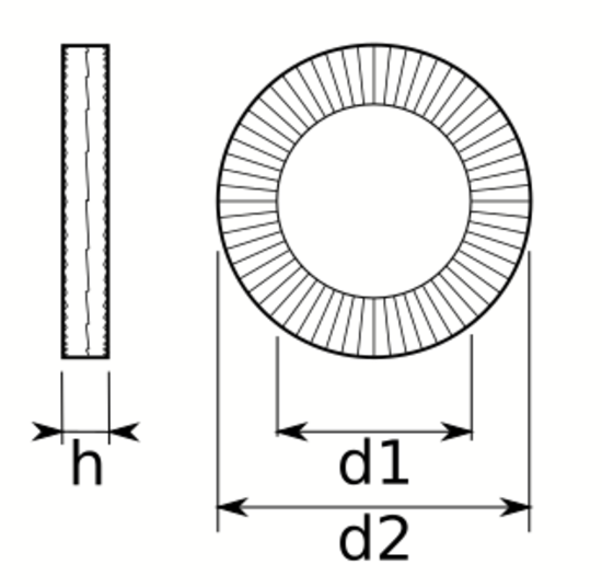 technical drawing of Nord-Lock Washer Original Type - Imperial Sizes