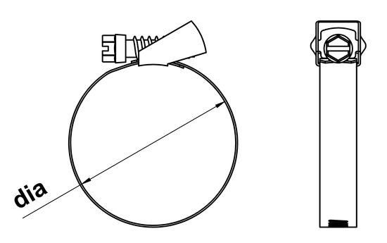 technical drawing of Quick Release Hose Clamps